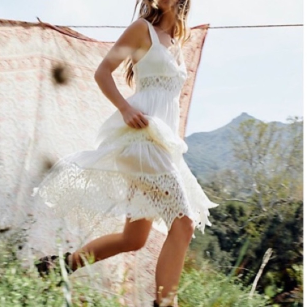 Free People White Flowy Maxi Dress